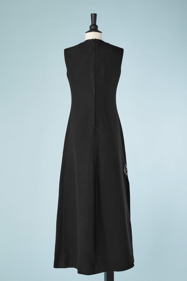 Circa 1960's black crêpe evening dress with embroidered bust HEKO  For Sale 1