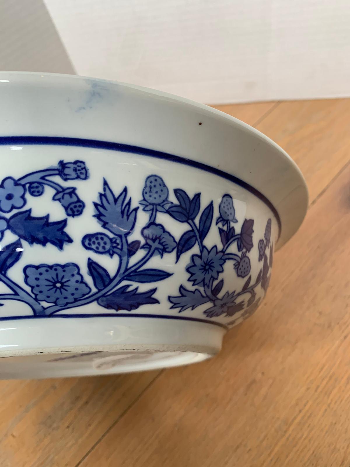 Chinese Export Blue & White Porcelain Bowl, Marked 