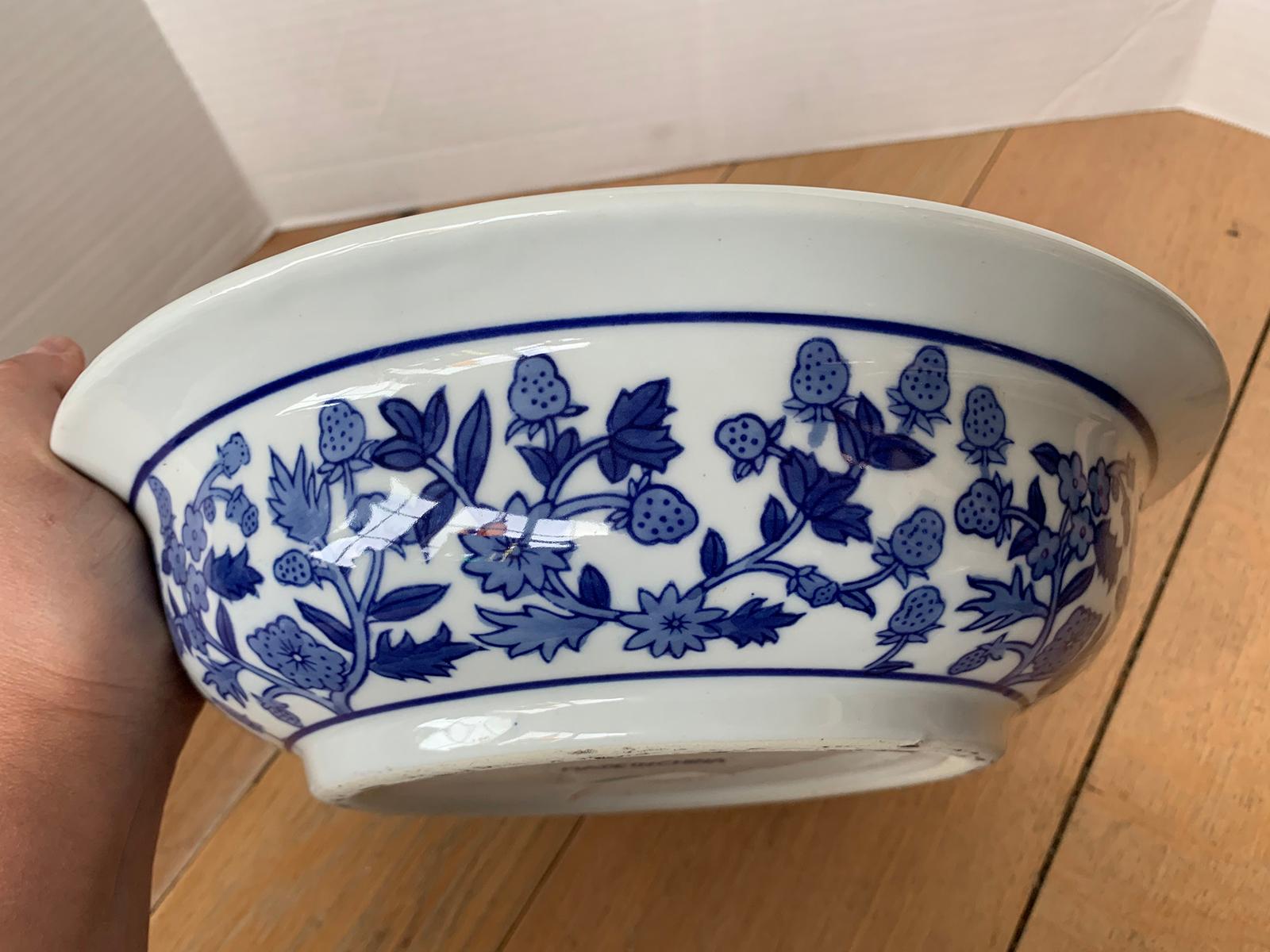 Chinese Export Blue & White Porcelain Bowl, Marked 