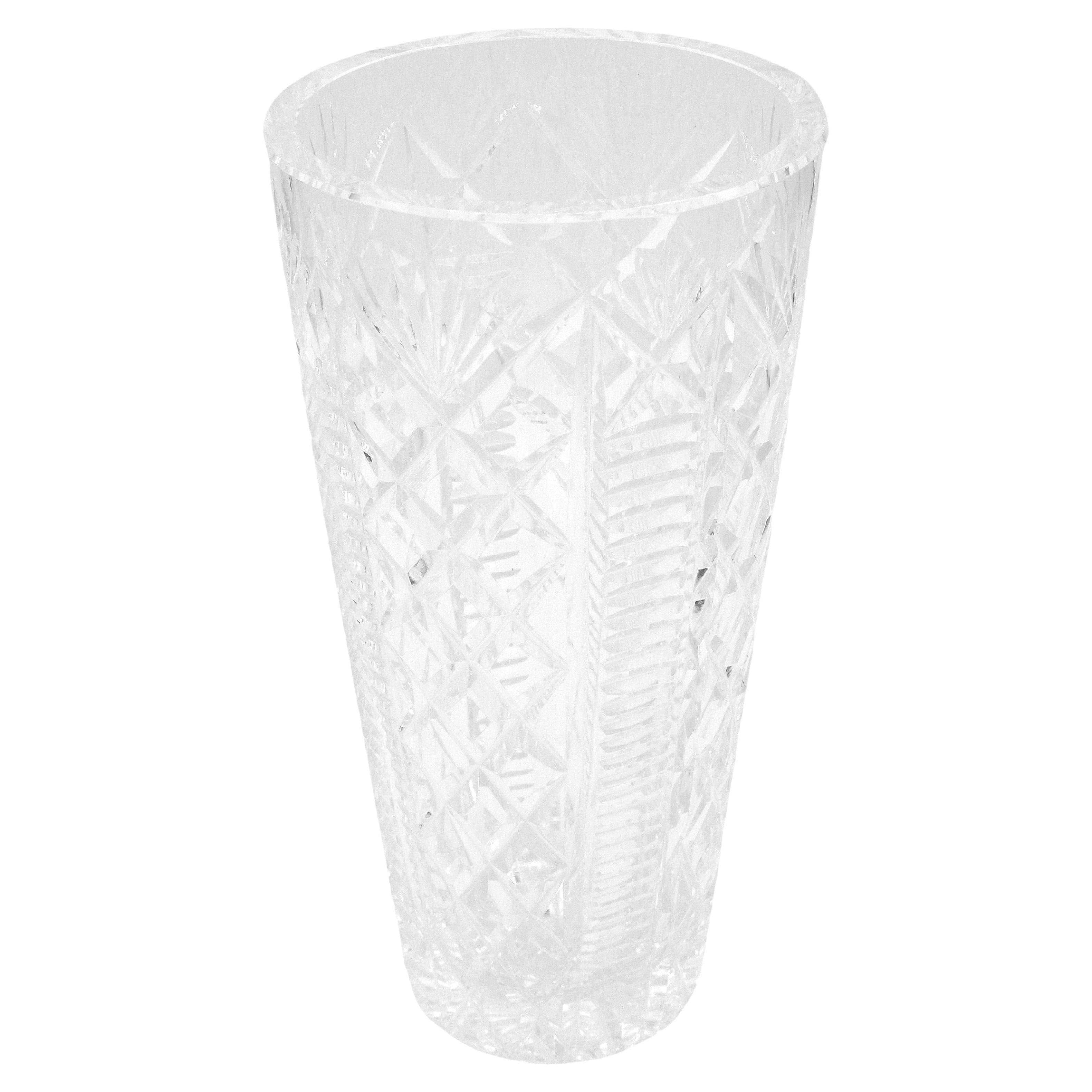 Vase en verre taillé des années 1960 par Waterford à motif « Clair »