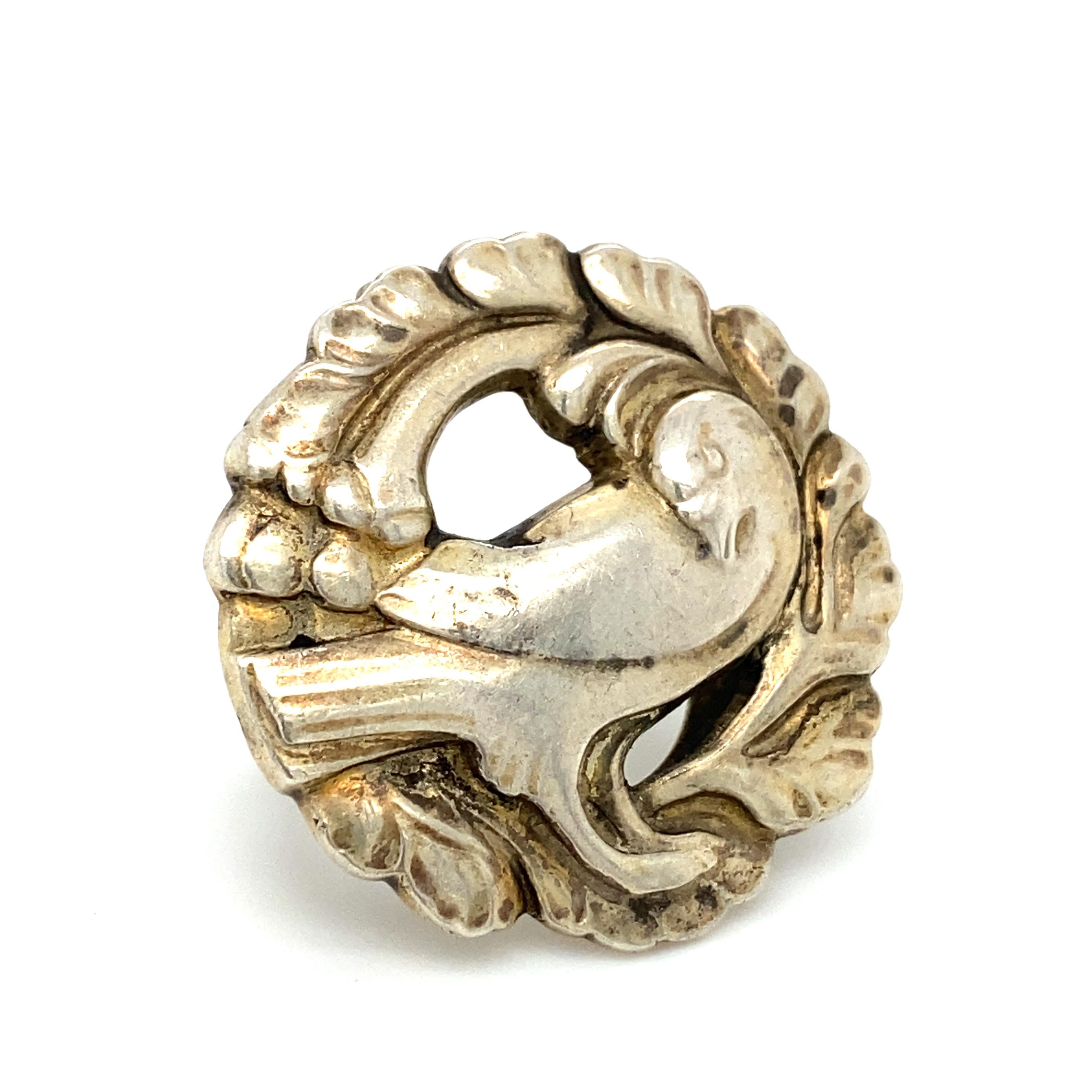 Circa 1960s Danish Bird Cocktail Ring in Sterling Silver For Sale 1