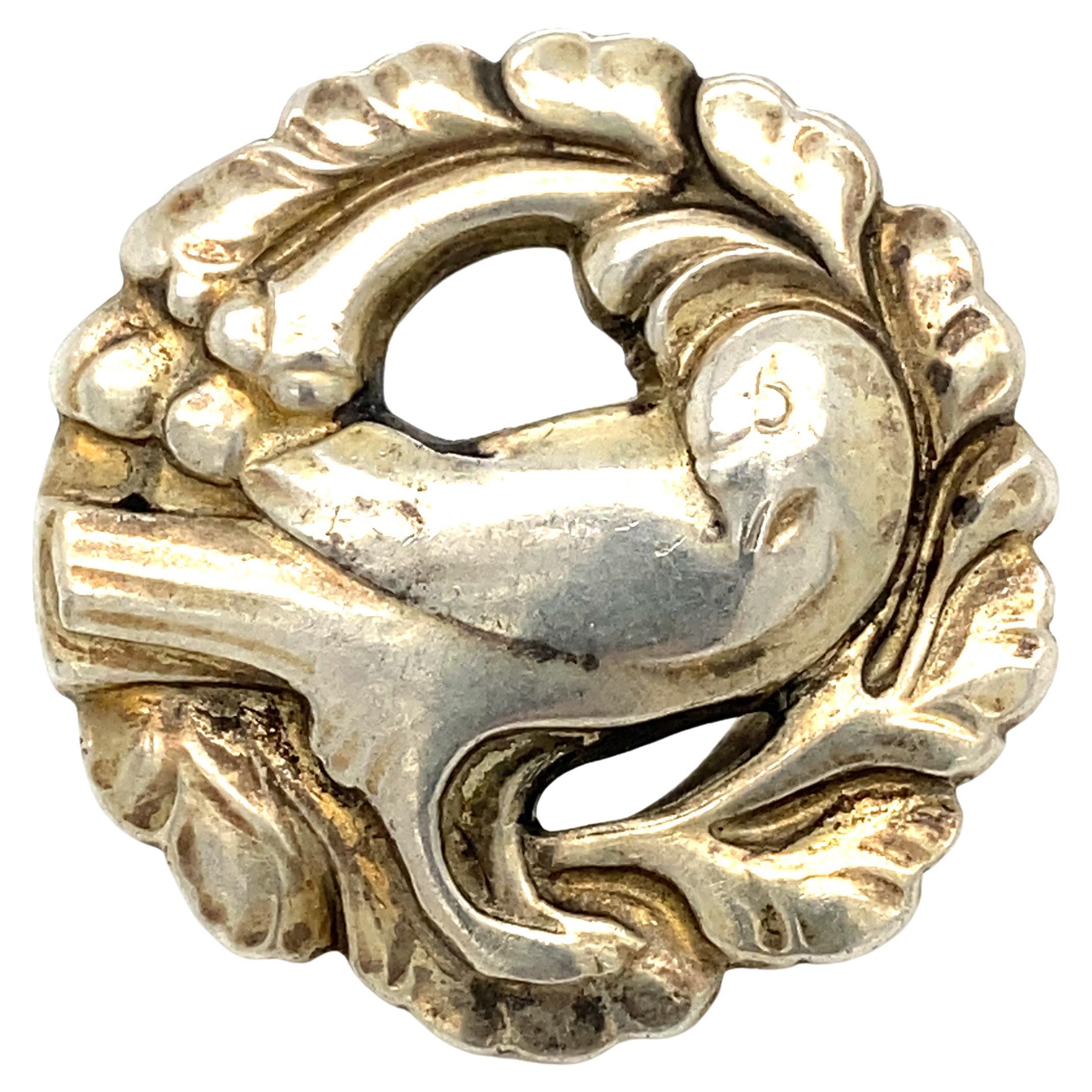 Circa 1960s Danish Bird Cocktail Ring in Sterling Silver For Sale