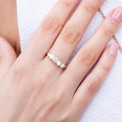 Circa 1960s Diamond Vintage 18 Carat Yellow Gold Five Stone London Bridge Ring