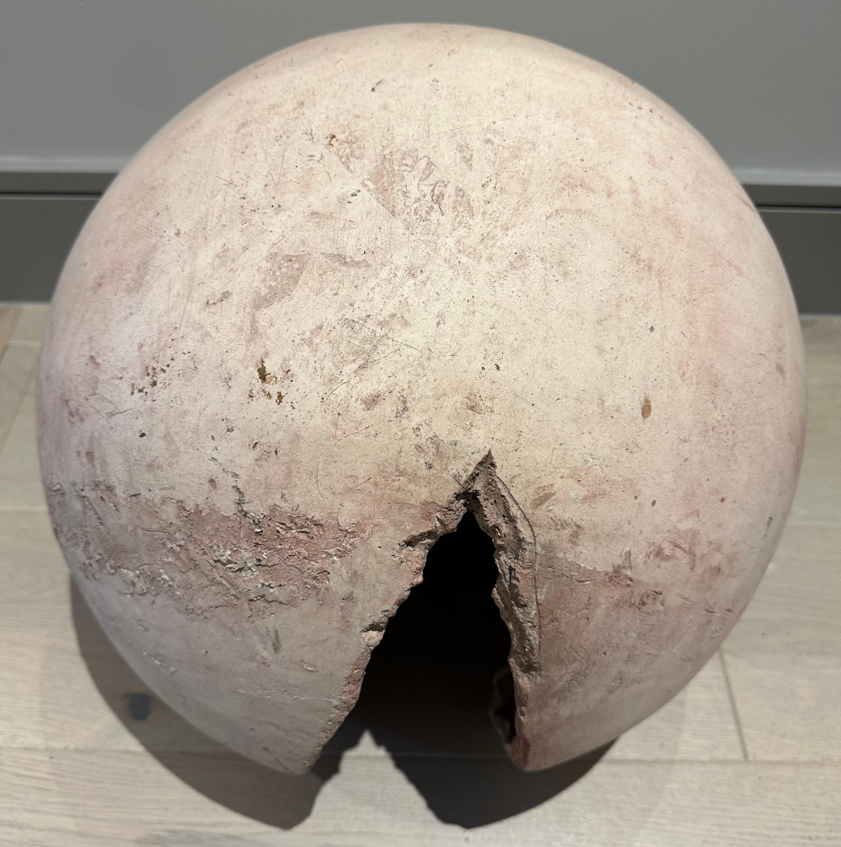 Space Age Circa 1960s French Abstract Terracotta 'Cracked Egg' Futuristic Sculpture For Sale