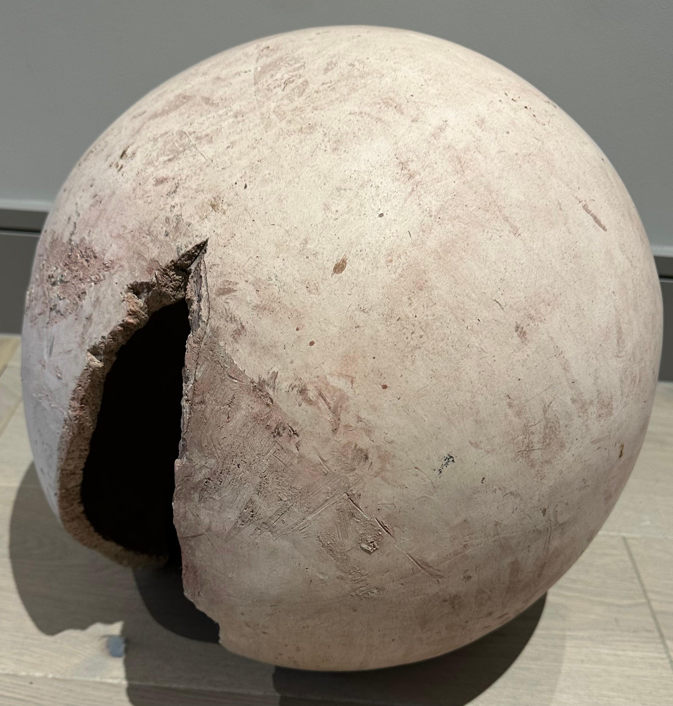 Circa 1960s French Abstract Terracotta 'Cracked Egg' Futuristic Sculpture In Good Condition For Sale In London, GB