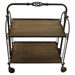 Circa 1960s French Brutalist Design Folding Bar Cart or Serving Trolley