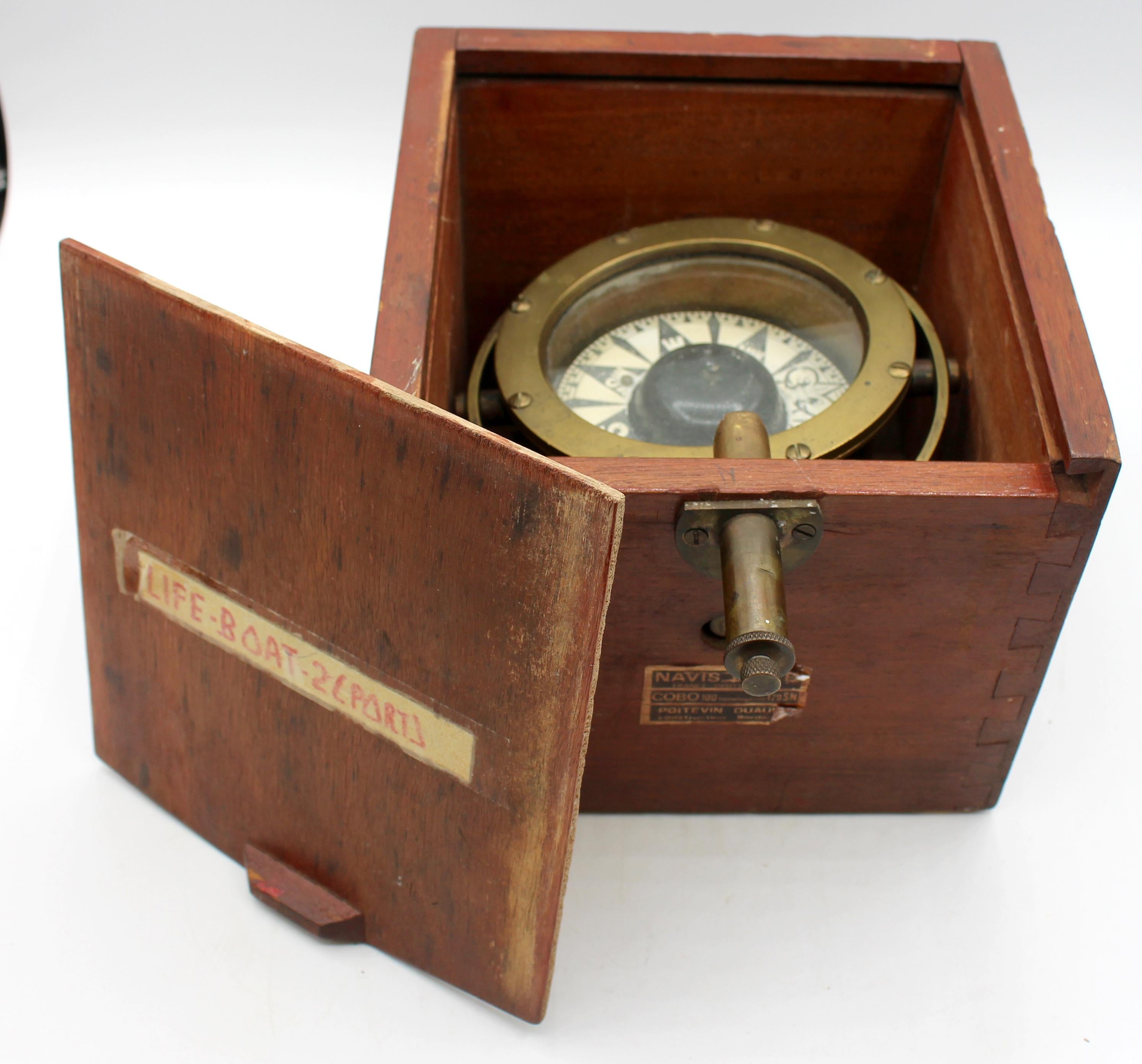 Circa 1960s German & French Navis-Plath Binnacle in Case for a Life Boat For Sale 2