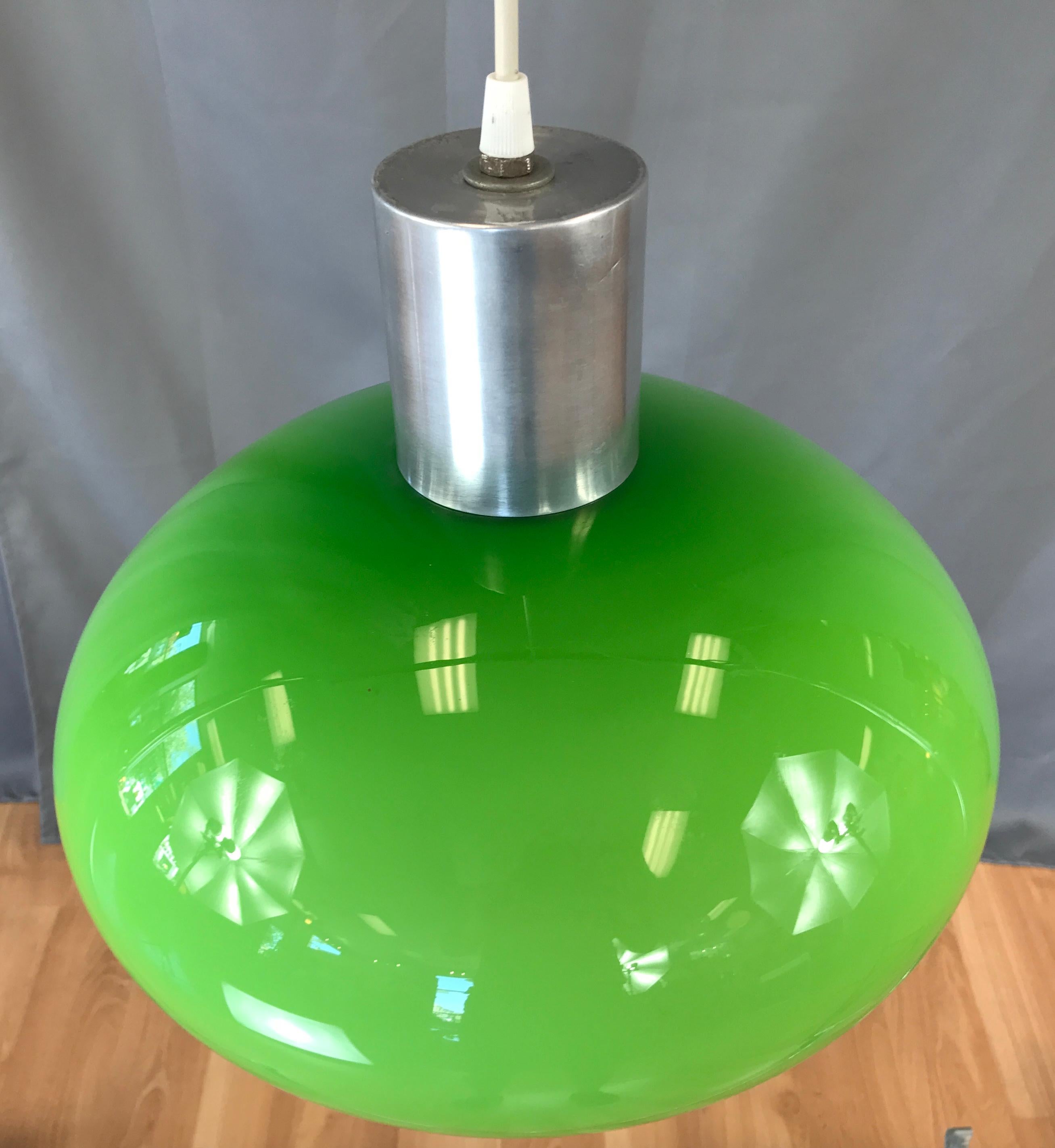 Unknown Green Cased Glass Pendant Light, circa 1960s