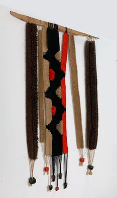 Handmade Woven Wall Hanging Textile Art, circa 1960s