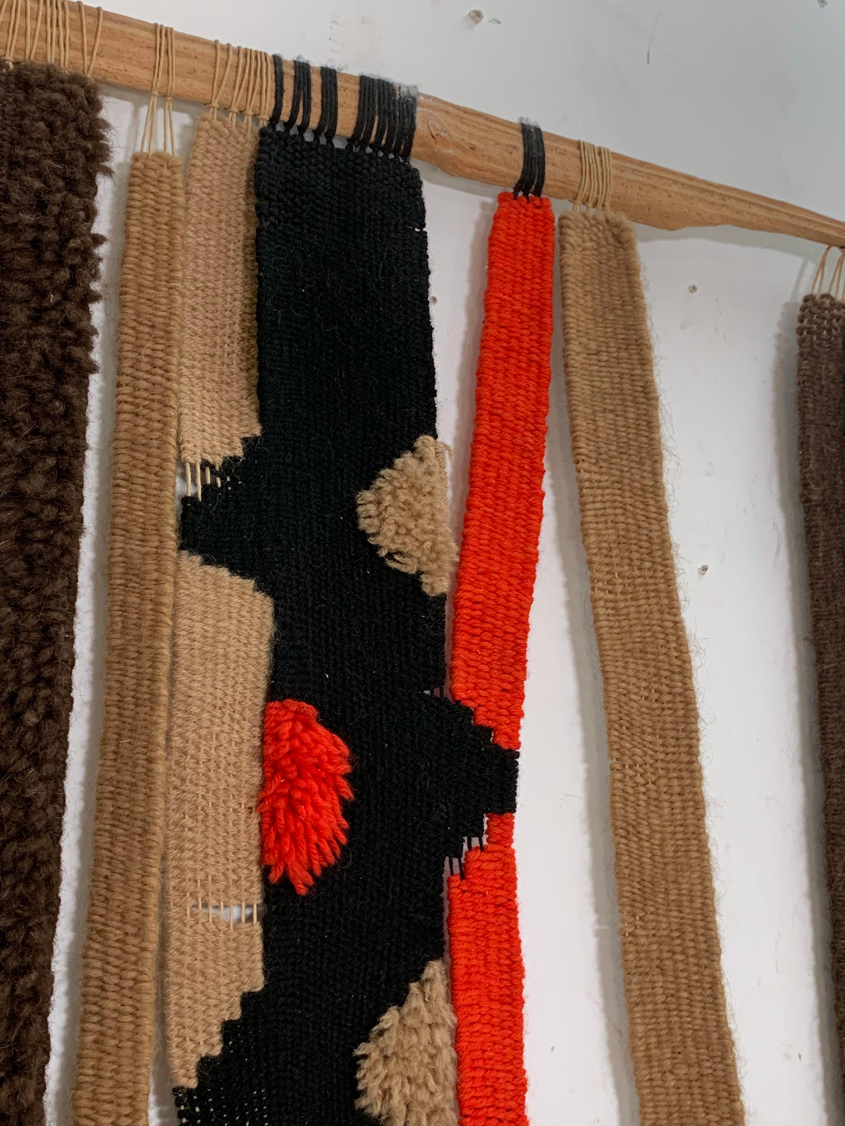 Mid-Century Modern Handmade Woven Wall Hanging Textile Art, circa 1960s For Sale