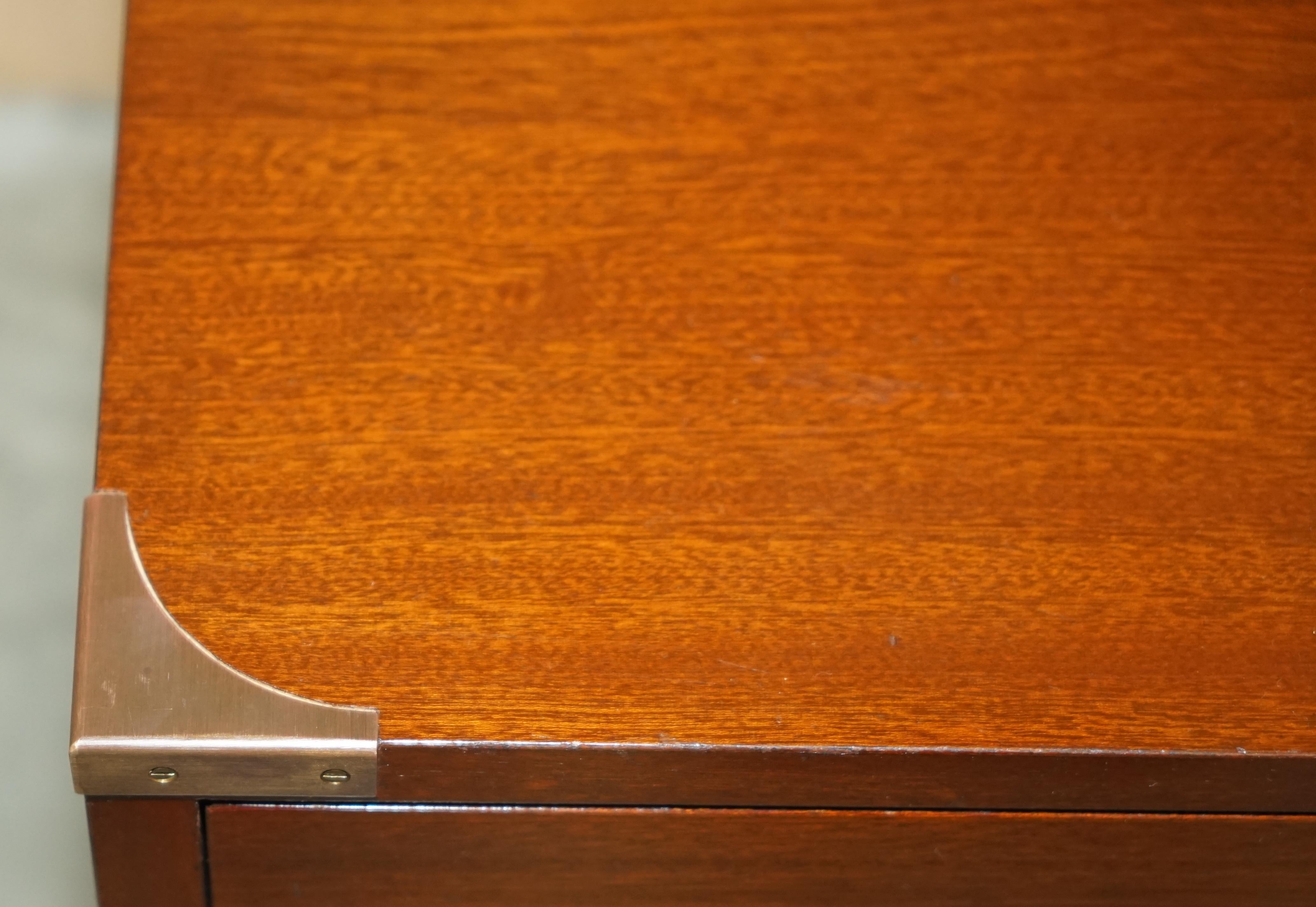 Harrods Kennedy Military Campaign Side End Lamp Wine Table Drawers, circa 1960s For Sale 3