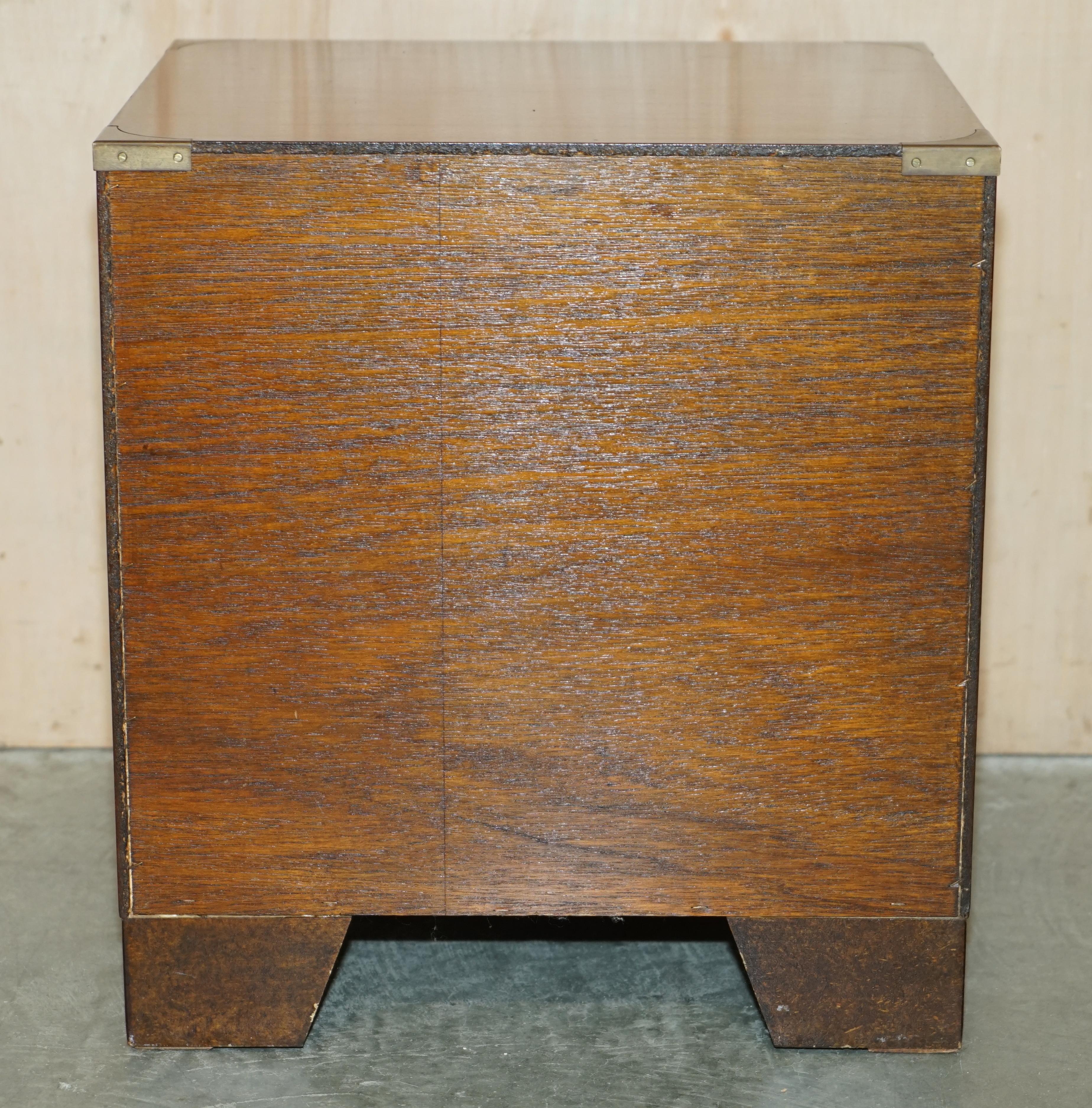 Harrods Kennedy Military Campaign Side End Lamp Wine Table Drawers, circa 1960s For Sale 8