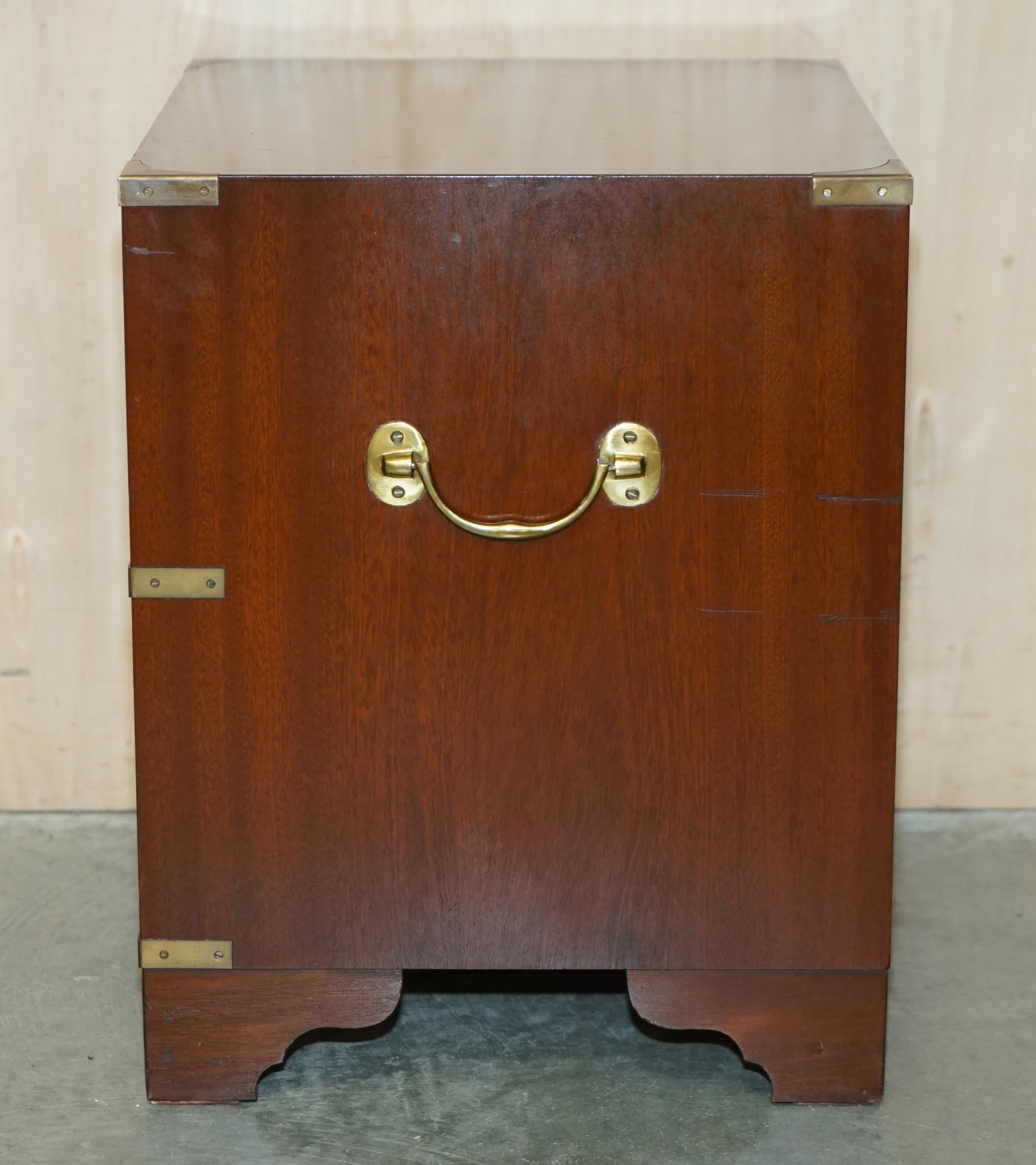 Harrods Kennedy Military Campaign Side End Lamp Wine Table Drawers, circa 1960s For Sale 9