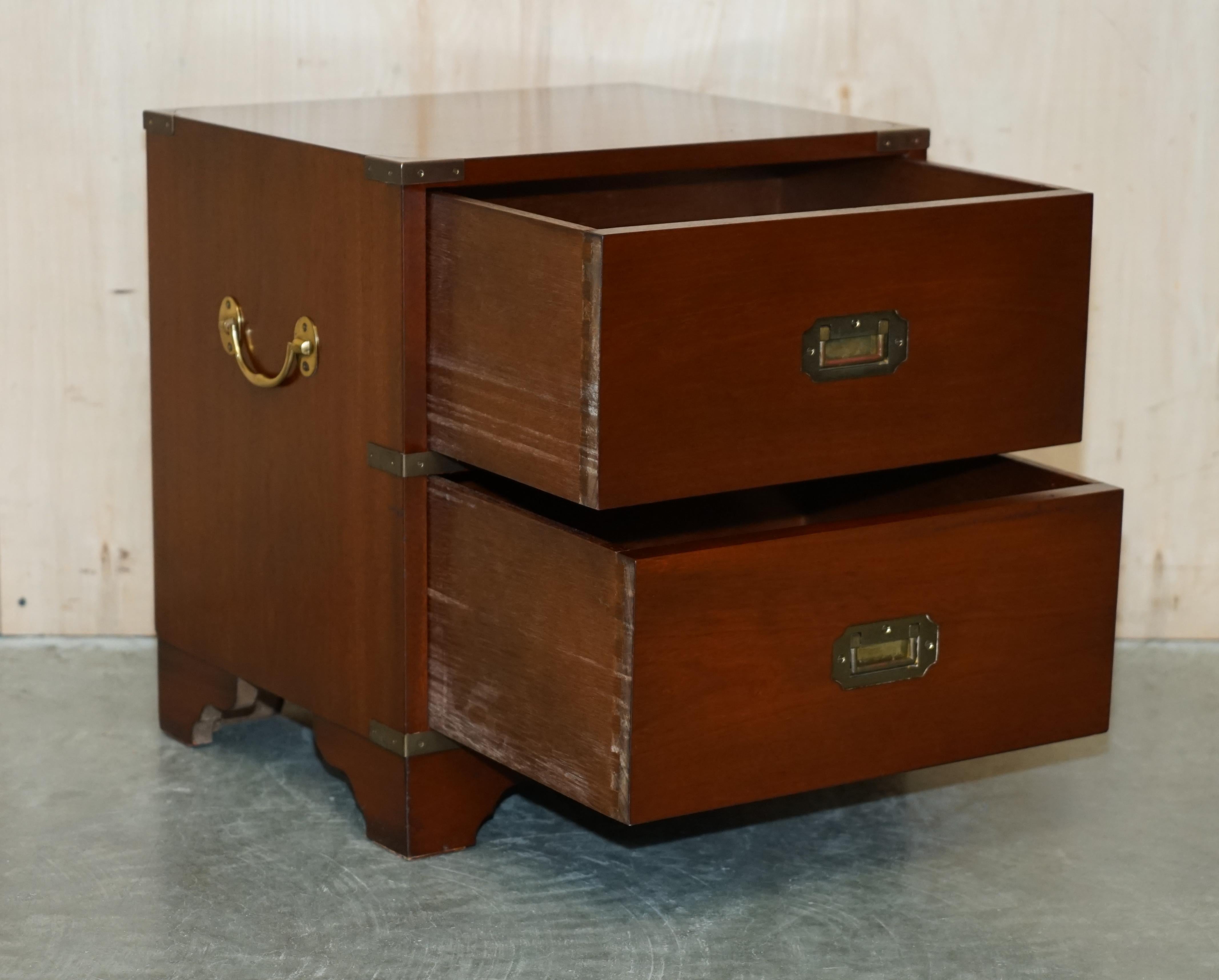 Harrods Kennedy Military Campaign Side End Lamp Wine Table Drawers, circa 1960s For Sale 10
