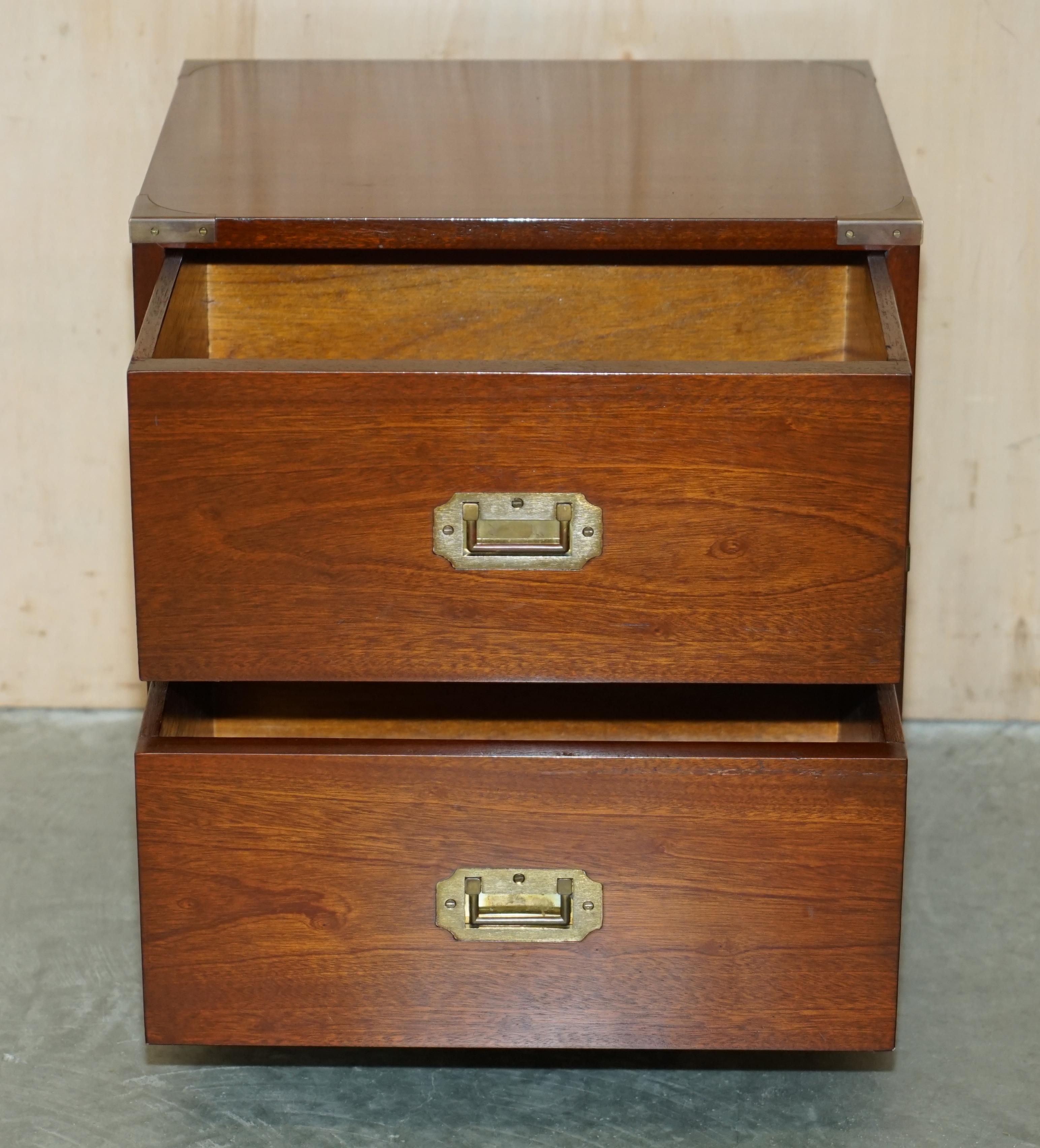 Harrods Kennedy Military Campaign Side End Lamp Wine Table Drawers, circa 1960s For Sale 11