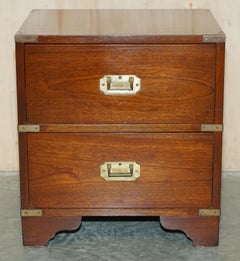 Harrods Kennedy Military Campaign Side End Lamp Wine Table Drawers, circa 1960s