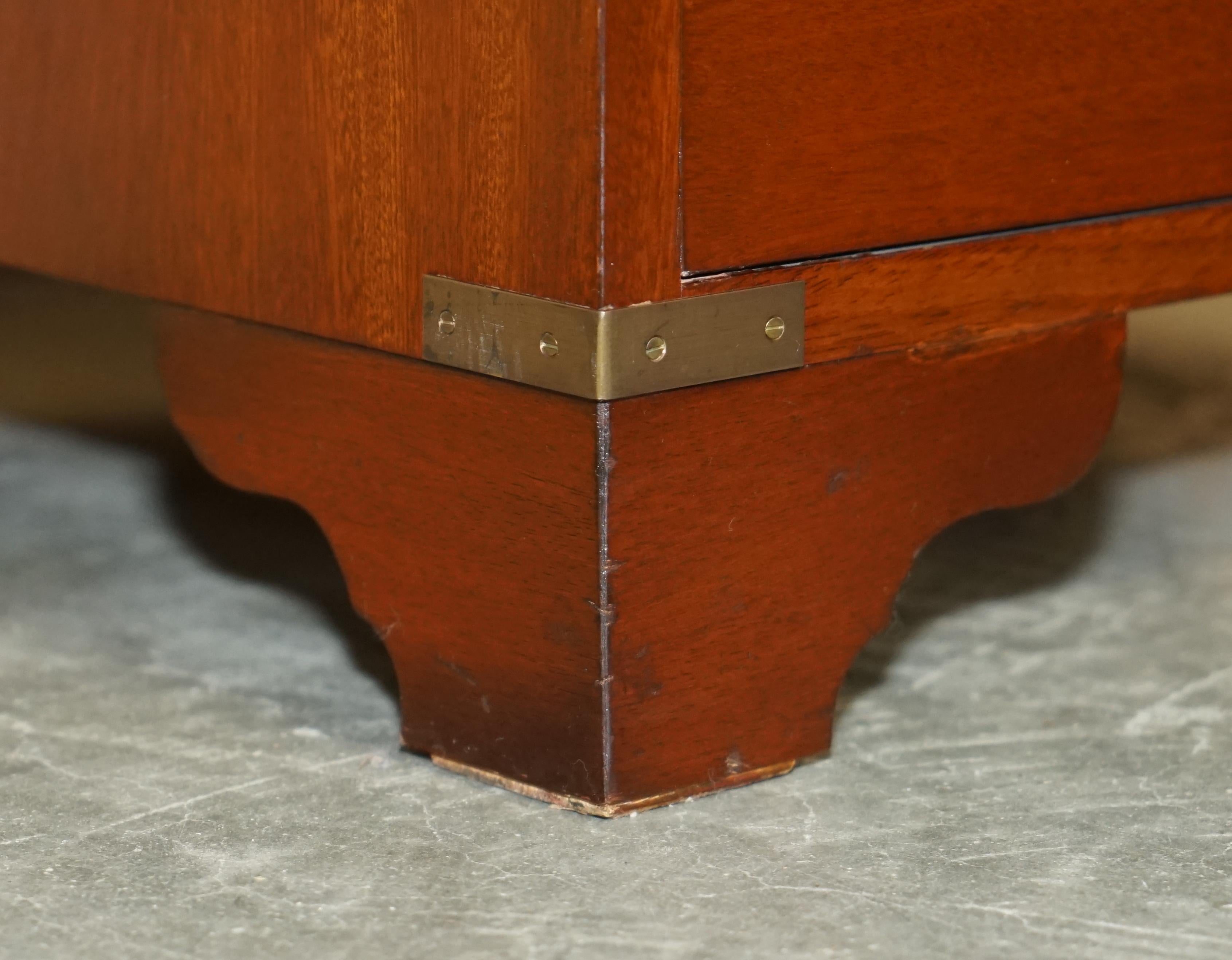Harrods Kennedy Military Campaign Side End Lamp Wine Table Drawers, circa 1960s For Sale 1
