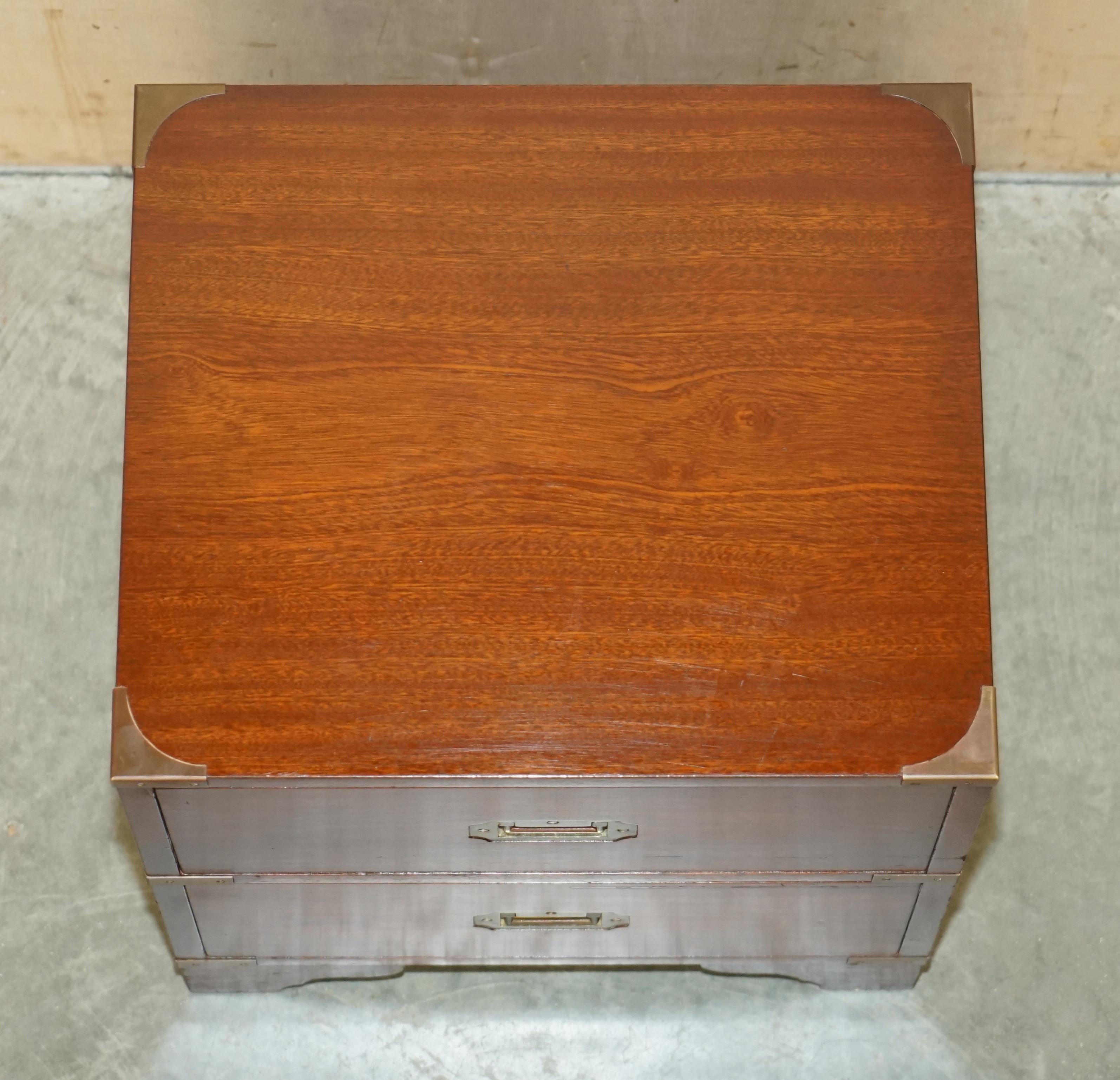 Harrods Kennedy Military Campaign Side End Lamp Wine Table Drawers, circa 1960s For Sale 3