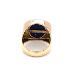 Circa 1960s Mid Century Diamond and Oval Lapis Lazuli Cocktail Ring in 14k Gold