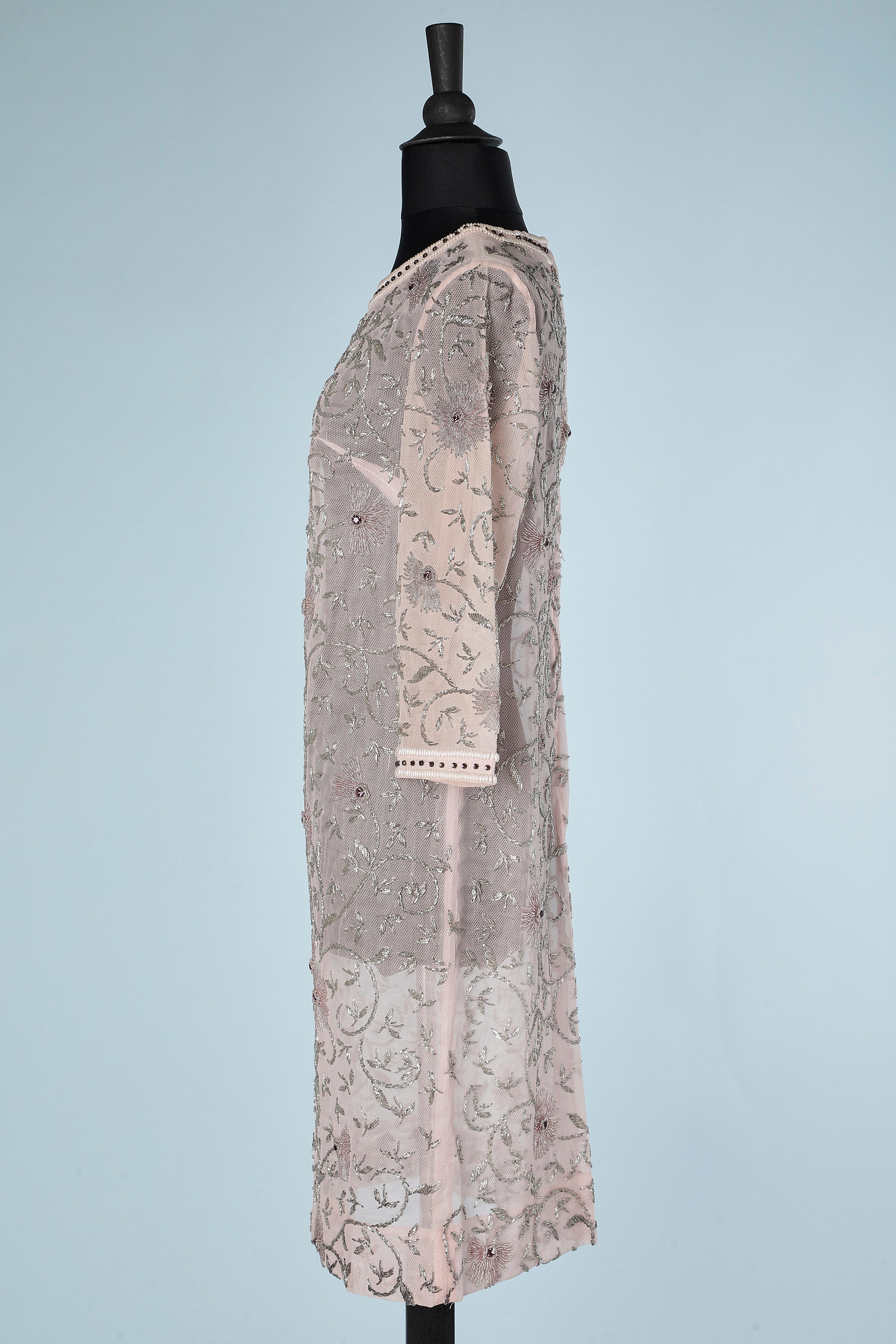 tulle perlé rose pâle avec strass (années 1960) Pour femmes en vente