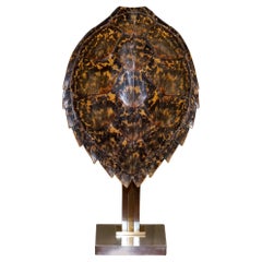 CIRCA 1960
S RARE TURTLE TORTOiSE TABLE LAMP ON ART DECO STYLE STAND