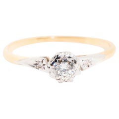 Circa 1960s Round Diamond Vintage Engagement Ring in 18 Carat Yellow White Gold