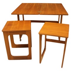 Circa 1960s Set of 3 English Mid-Century Modern Teak Tables