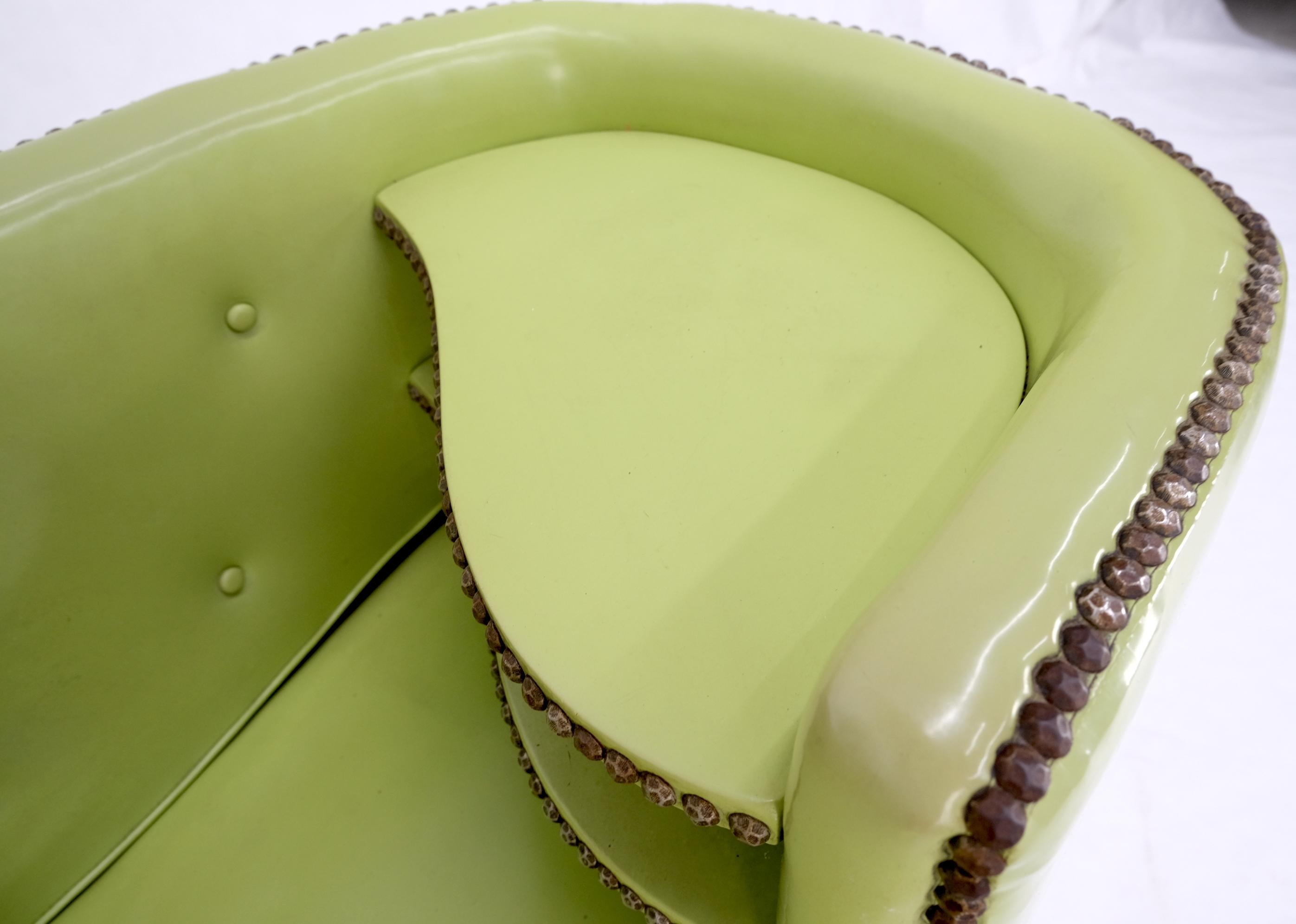 Mid-Century Modern circa 1960s Telephone Hall Built in Table Bench Neon Green Vinyl Upholstery