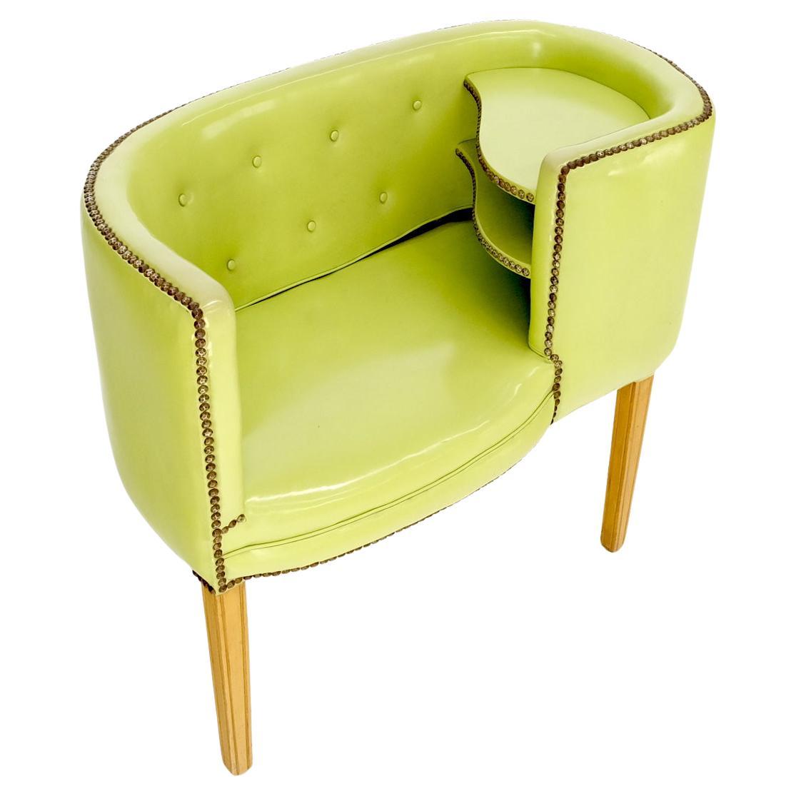 circa 1960s Telephone Hall Built in Table Bench Neon Green Vinyl Upholstery  at 1stDibs