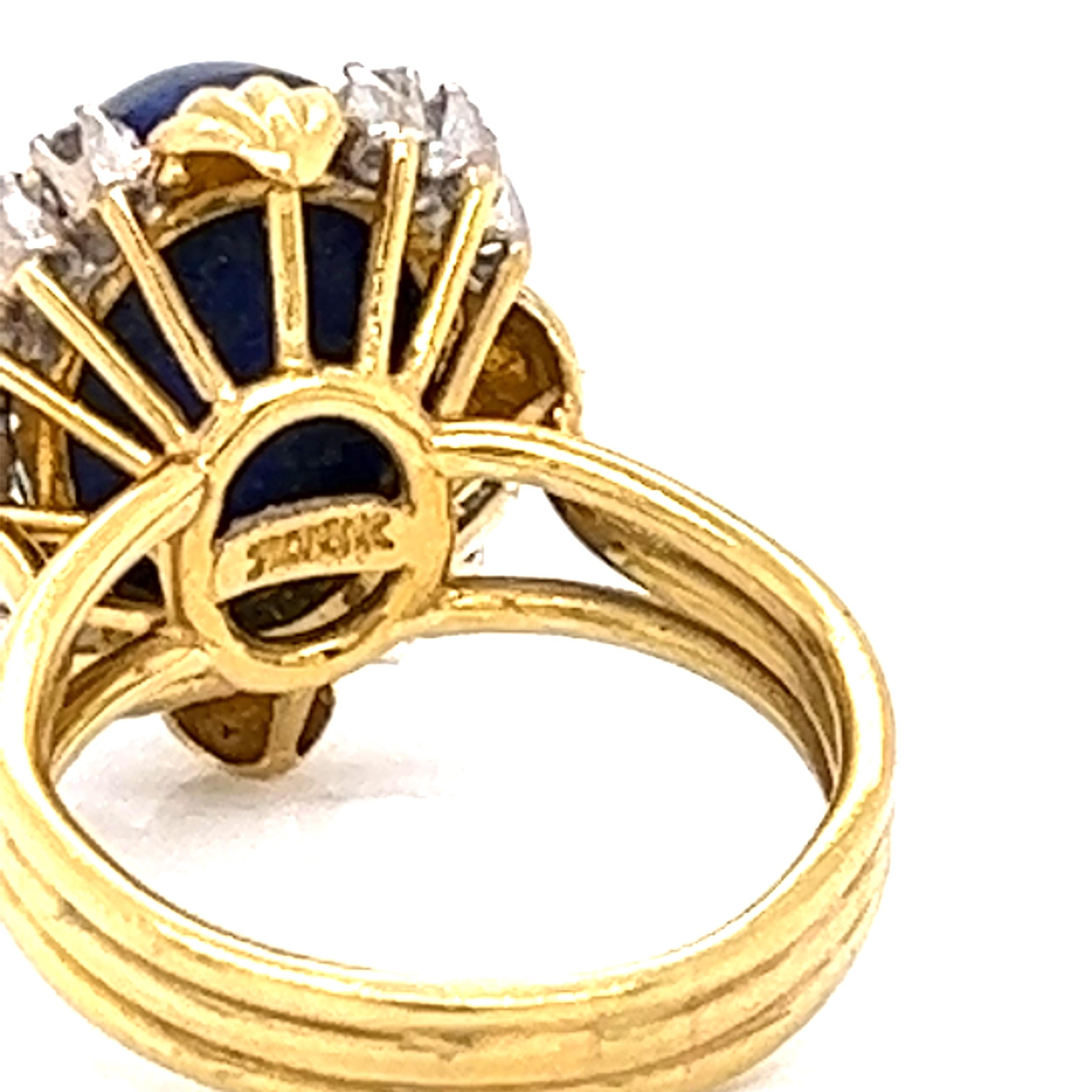 Modern Circa 1960s Vintage Lapis and Diamond Ring