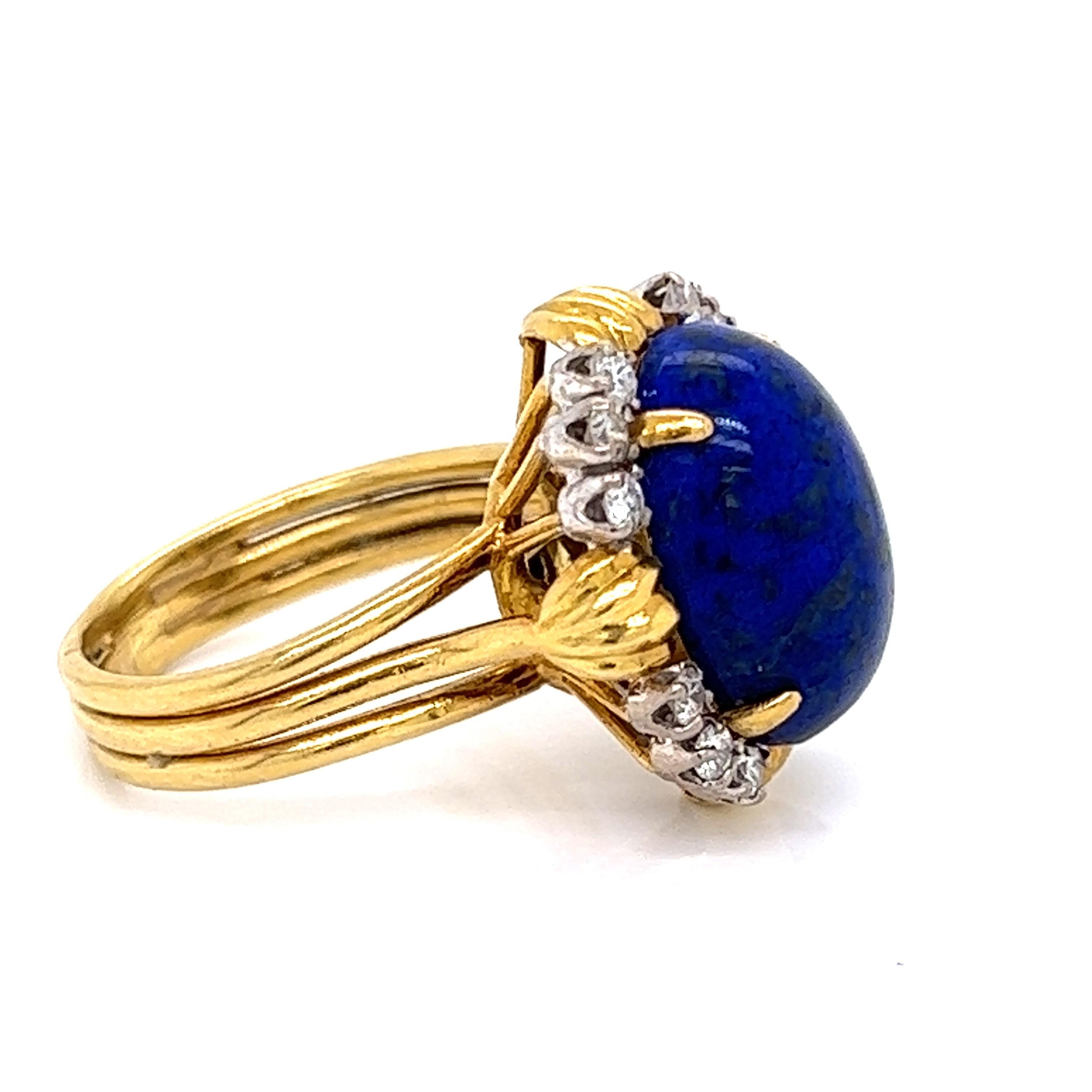 Circa 1960s Vintage Lapis and Diamond Ring In Good Condition In Derby, NY