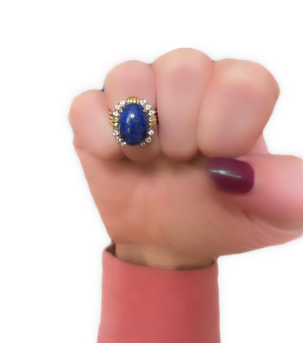 Women's Circa 1960s Vintage Lapis and Diamond Ring