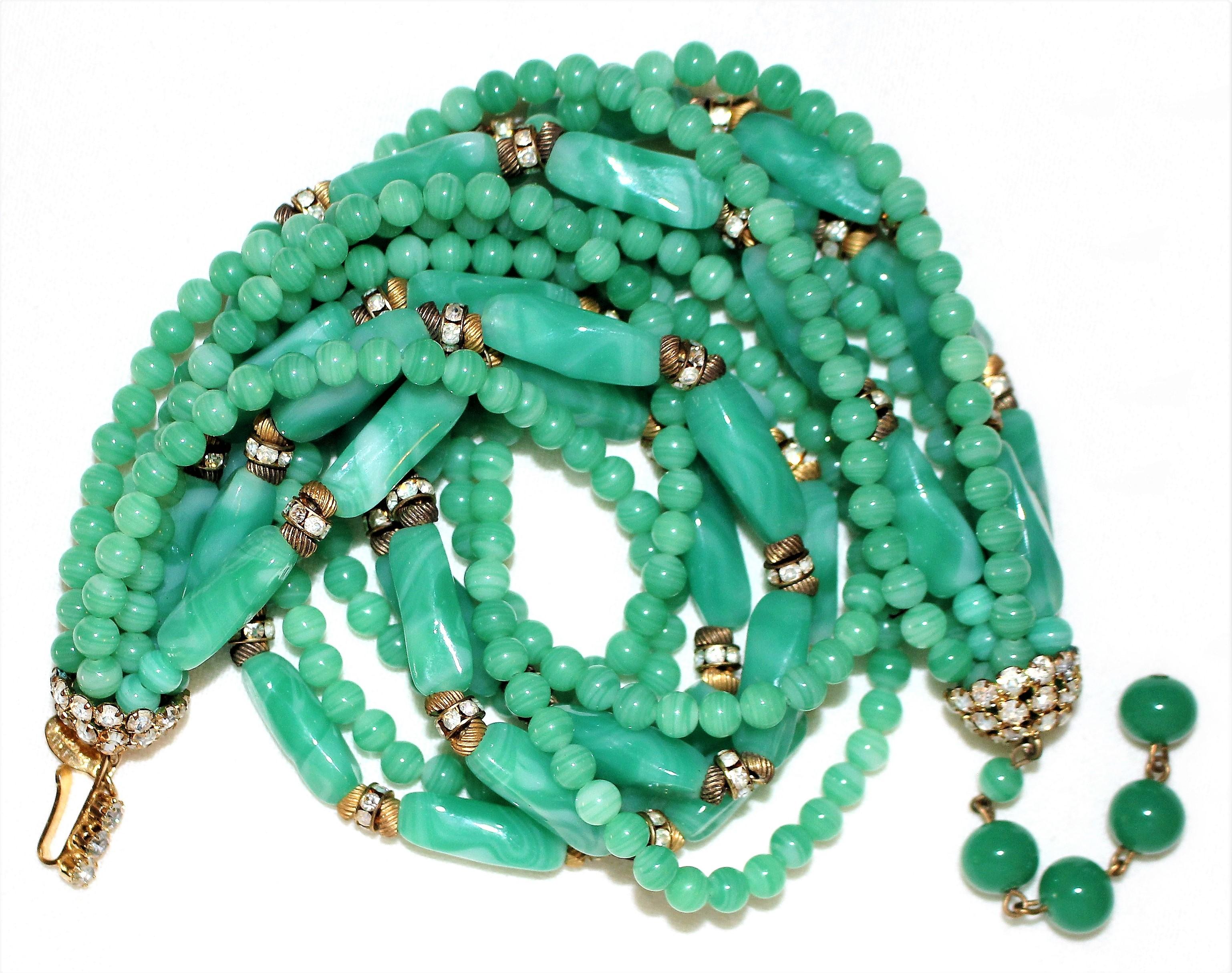 green glass beads necklace