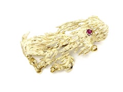 Yellow Gold and Ruby Shaggy Dog Brooch, circa 1960s