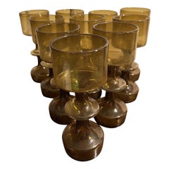 Circa 1963 Vintage Kaj Franck for Nuutajarvi Notsjo Smokey Glasses- Set of 10