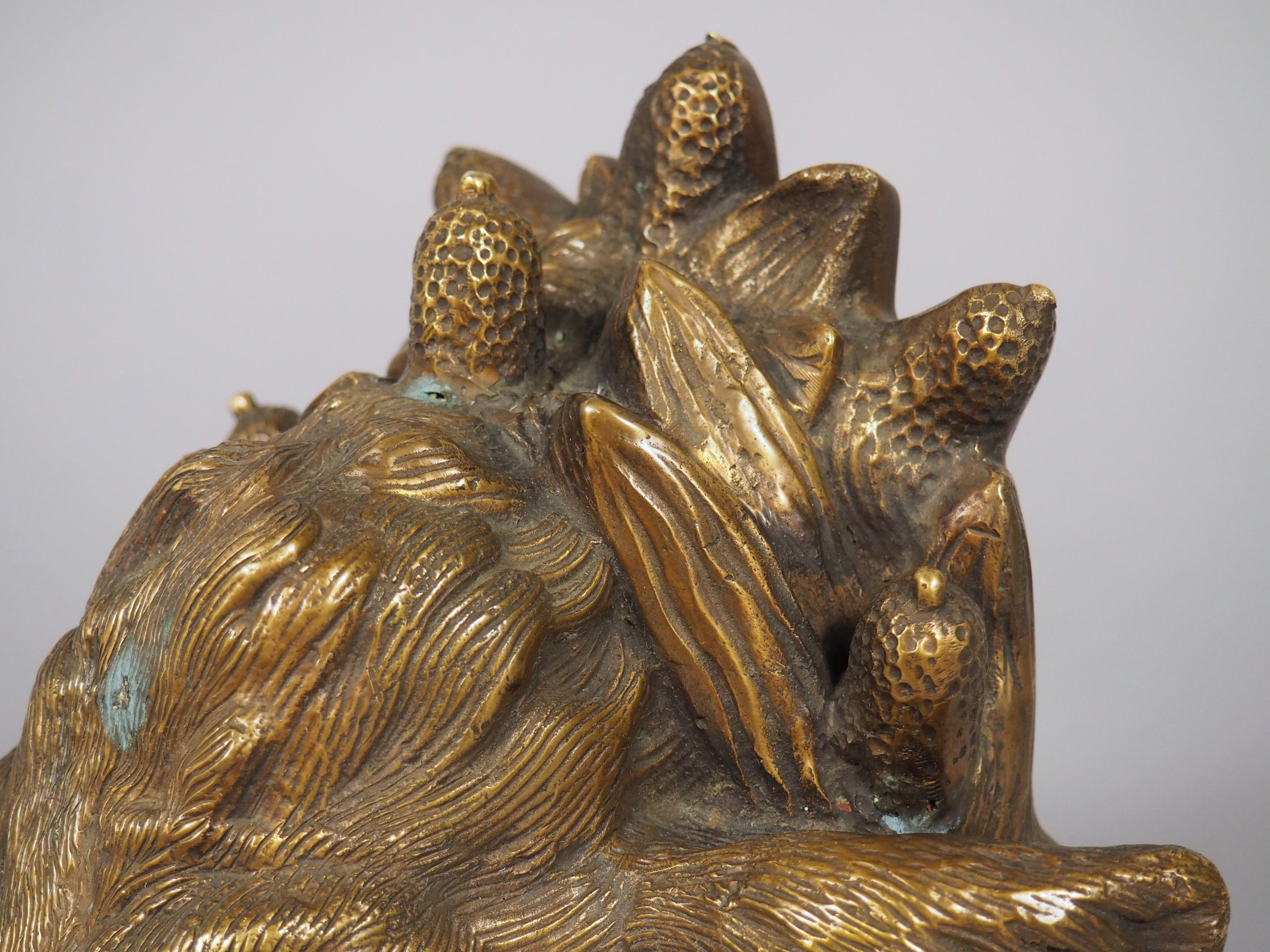 Scultura in bronzo dorato francese di cinghiale del 1965 circa, base per lampada o da parete In condizioni buone in vendita a Dallas, TX