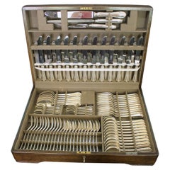 Circa 1968 "Louis XVI" Pattern Silverplated Flatware Set by Mappin & Webb
