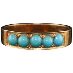 Vintage Estate 18 Karat Yellow Gold Turquoise Stacking Band, circa 1968