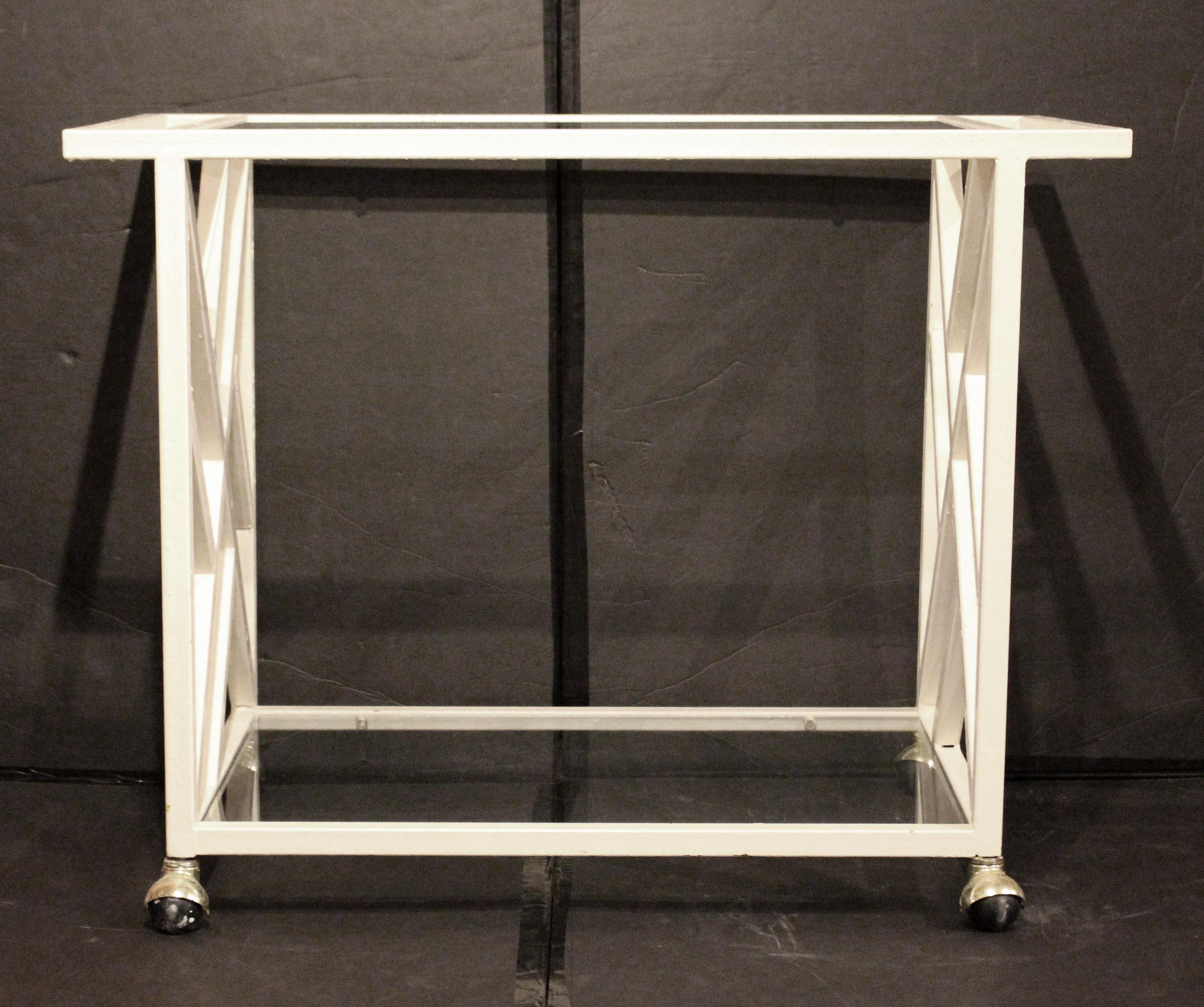 Amerikanischer Mid-Century-Modern-Barwagen aus Eisen und Glas, ca. 1970 (Moderne der Mitte des Jahrhunderts) im Angebot