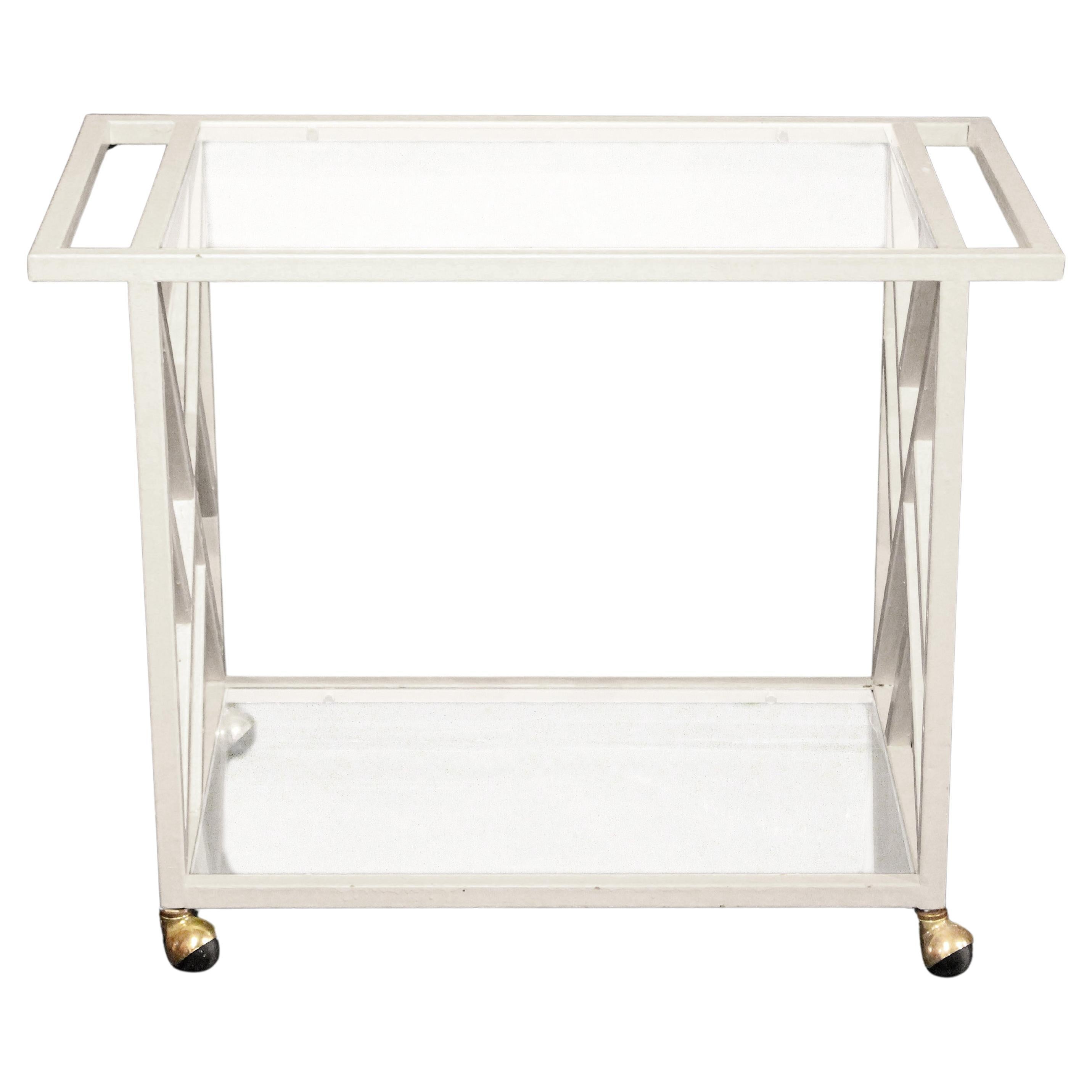 Amerikanischer Mid-Century-Modern-Barwagen aus Eisen und Glas, ca. 1970 im Angebot