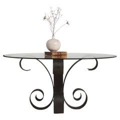 Circa 1970 Black Wrought Iron Coffee Table With Glass Top