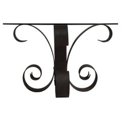 Circa 1970 Black Wrought Iron Coffee Table With Glass Top