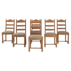 Circa 1970 Bleached Set Of Six Oak Dining Chairs With Upholstered Seat