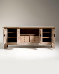 Circa 1970 Bleached Wood French Oak Brutalist Buffet