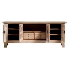 Circa 1970 Bleached Wood French Oak Brutalist Buffet