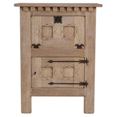 Circa 1970 Bleached Wood Oak Bar Cabinet With Iron Hardware