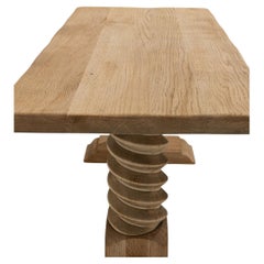 Circa 1970 Bleached Wood Oak Coffee Table With Corkscrew Legs