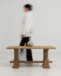 Circa 1970 Bleached Wood Oak Coffee Table With Corkscrew Legs