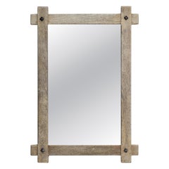 Circa 1970 Bleached Wood Oak Mirror