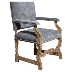 Circa 1970 Blue Wood Os De Mouton Upholstered Chair